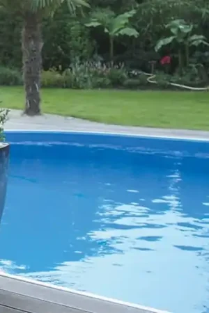 Liner Piscine Hors Sol Acier – Ovale – 730 x 370 cm – H120 à 132 cm – Bleu – Fixation Overlap Authentique
