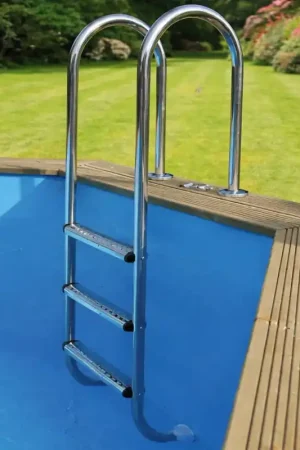 Échelle inox intérieure Ubbink 3 marches avec ancrages pour piscine bois Offre Limitée